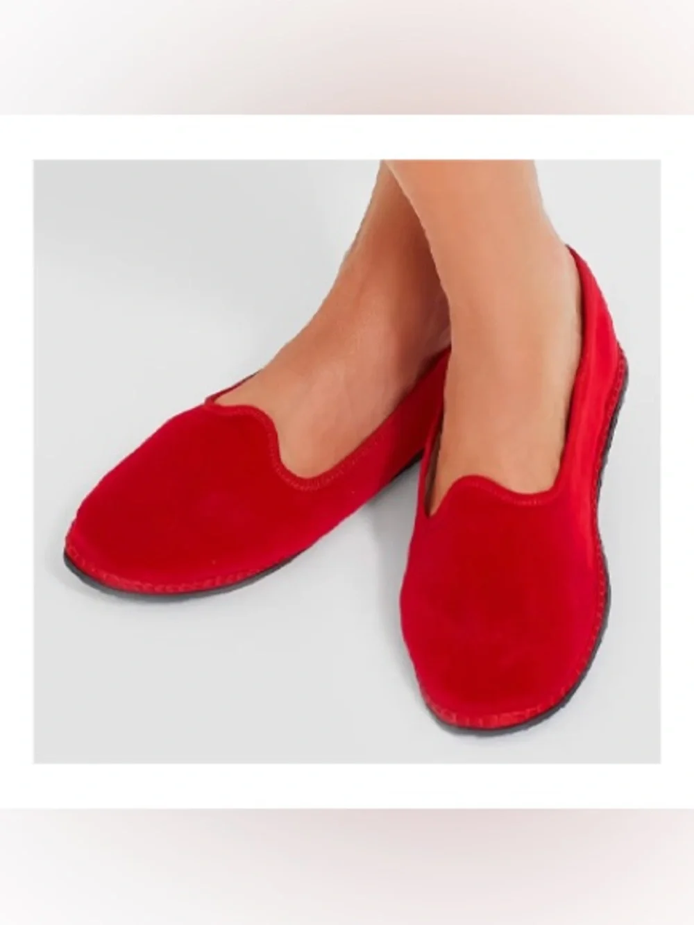 Vibi Venezia Women's Classic Velvet Rosso Flats, Size 41 (US 11) - Picture 1 of 11
